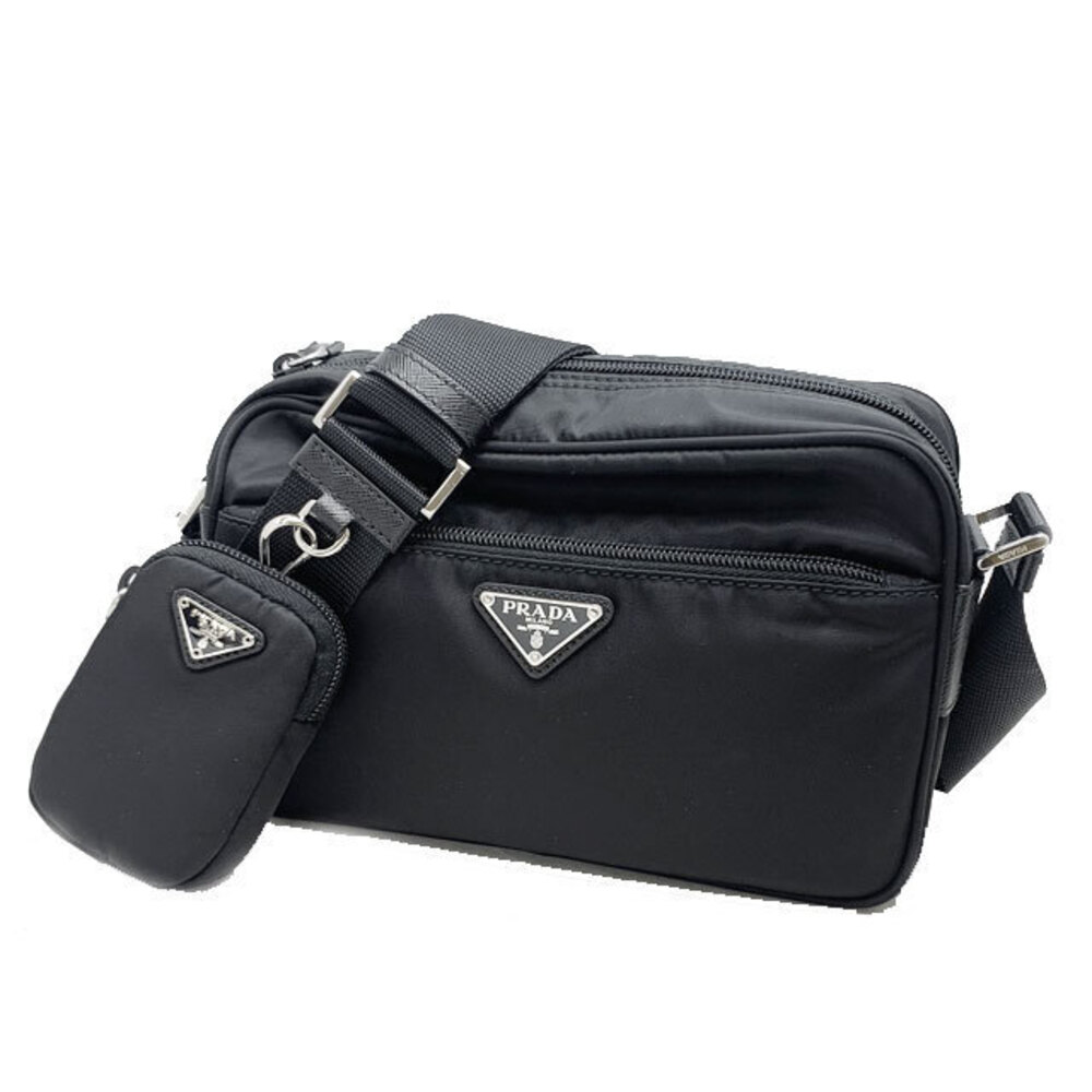 Prada Arque Vitello Daino Leather Hobo Shoulder Bag Blue Black